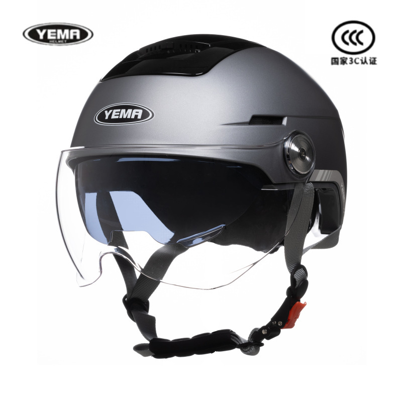 Mustang 3C Certified Ym370S Double Mirror Half Helmet New National Standard Motorcycle Electric Vehicle Safety Helmet New Summer Ventilation