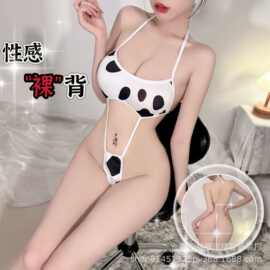 情趣内衣奶牛装可爱三点式纯欲诱惑火辣制服免脱紧身系带连体套装
