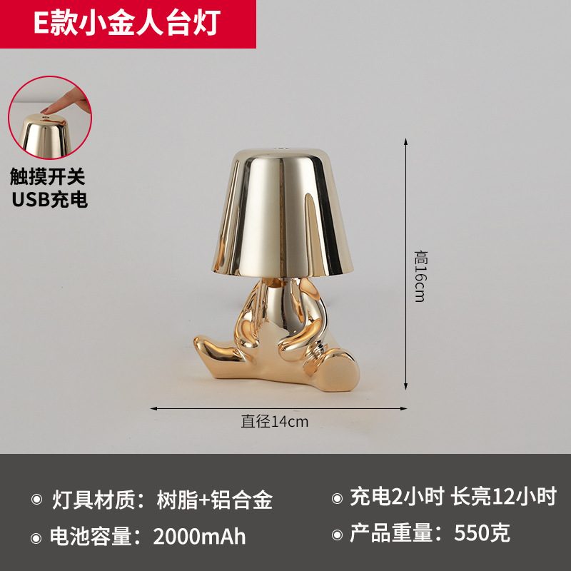 Fábrica transfronteriza Hermanos de oro lámpara de mesa decoración noche luz lámpara pensador