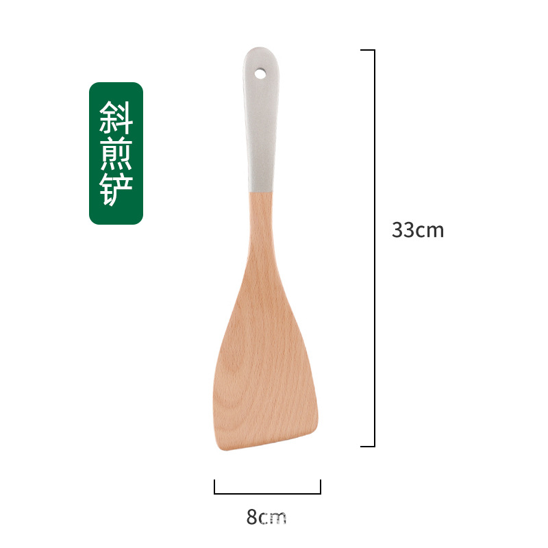 Espátula de madera olla antiadherente espátula especial de madera mango largo pala de cocina al por mayor hogar de madera utensilios de cocina traje letras generación