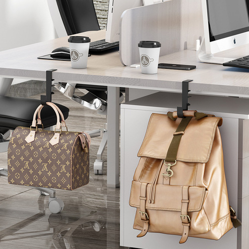 Tableside Bag Hanger, Invisible Hole-Free Office Desk Edge Bag Hook, Student School Bag Storage Hook
