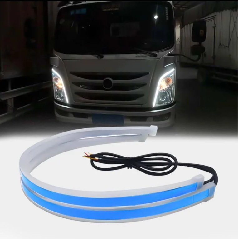 24v de dos colores flujo de luz diurna especial para camiones, luz de guía LED ultra delgada, luz de dirección impermeable universal image 5