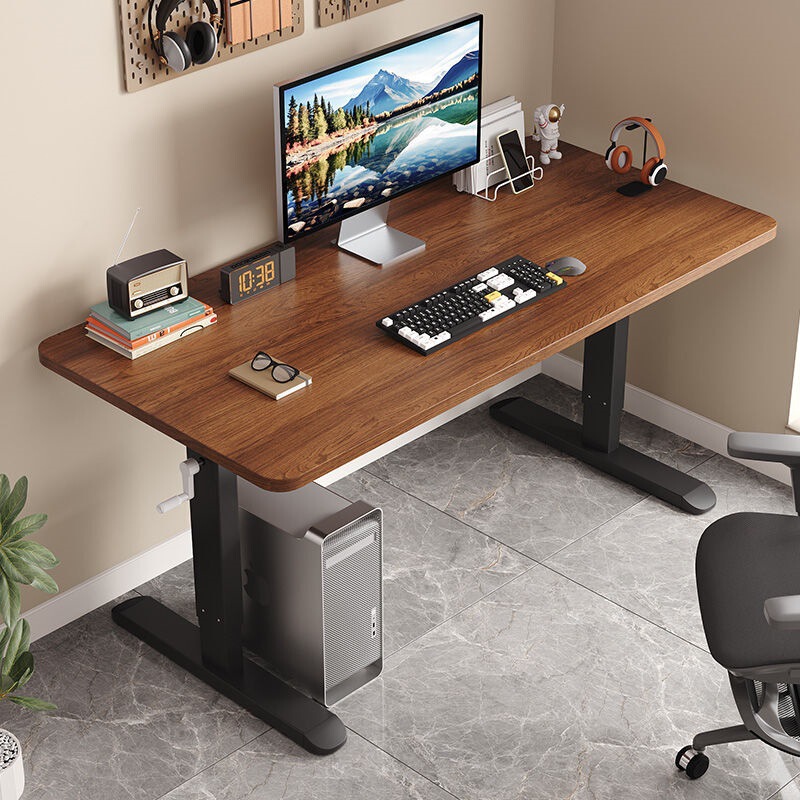 Solid Wood Hand-Operated Lifting Computer Desk Home Office Desk Student Study Desk E-Sports Desk Competition Desk Desk Workbench