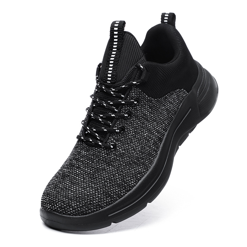 Zapatos transfronterizos de talla grande para hombre 2025 primavera y verano zapatos deportivos transpirables de malla negra tejida voladora zapatos para correr casuales de viaje para hombre