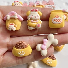 かわいい黄色の犬樹脂アクセサリー diy クリーム接着剤ヘアピンヘアロープ携帯電話ケース下駄バックル手作り材料パッケージ