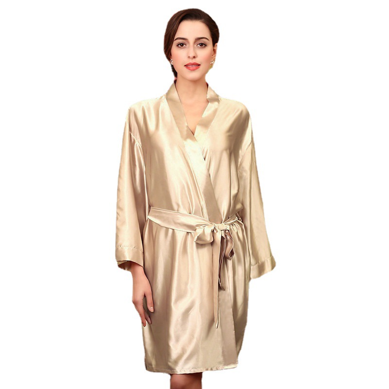 Pijamas transfronterizos para mujeres camisón de seda de hielo de seda de primavera y verano para extranjeros más el vestido de la mañana del Albornoz del tamaño para las mujeres homewear de verano