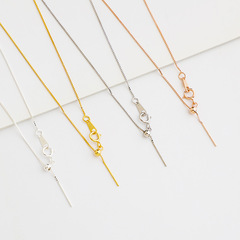 S925 Pure Silver Box Chain Silicone Adjustable Bead Necklace with Needle for Heart Chain Activity Chain Needle DIY Bead Necklace