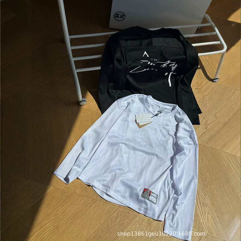 S brand new classic logo print, exclusive mesh fabric, versatile casual long-sleeve T-shirt, unisex style