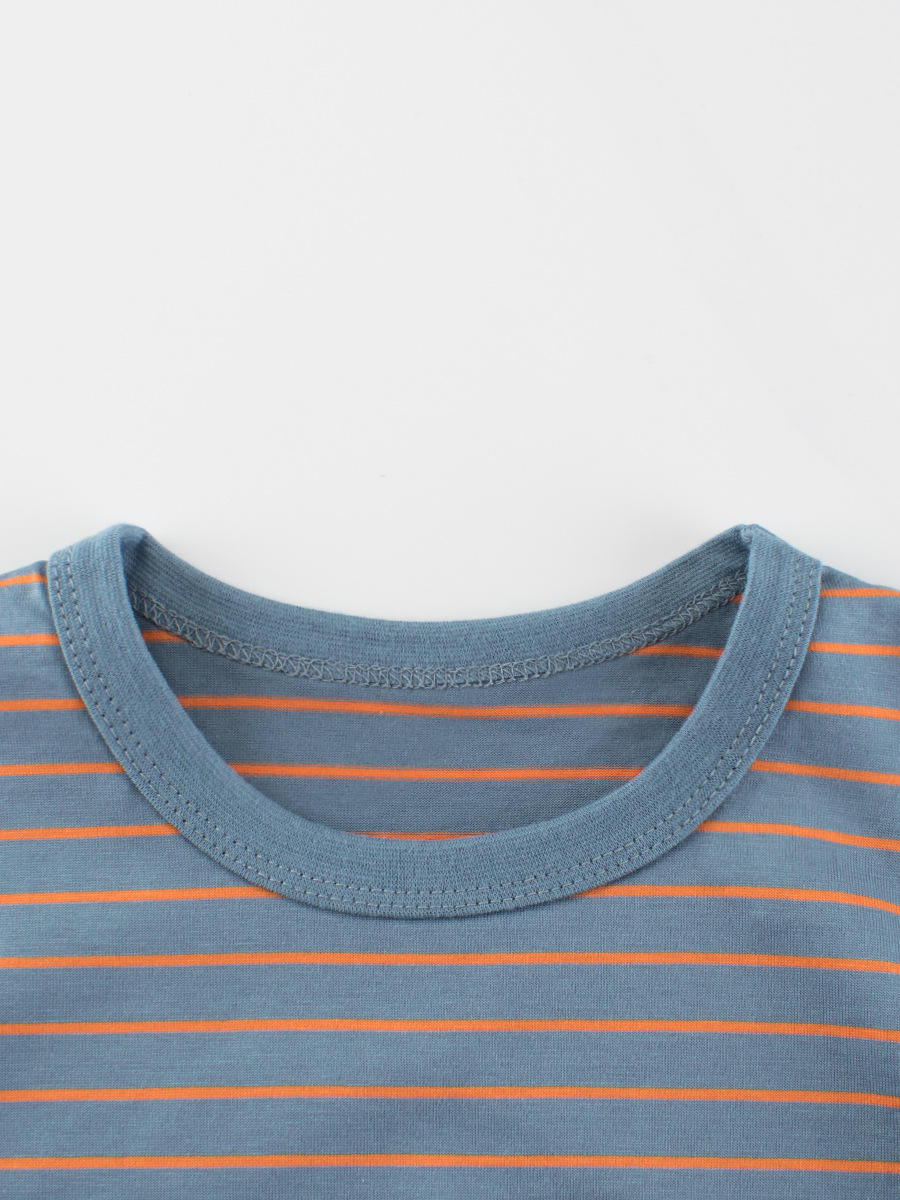 Ropa para niños transfronteriza 2025 verano ropa para niños camiseta de manga corta a rayas para niños ropa para bebés