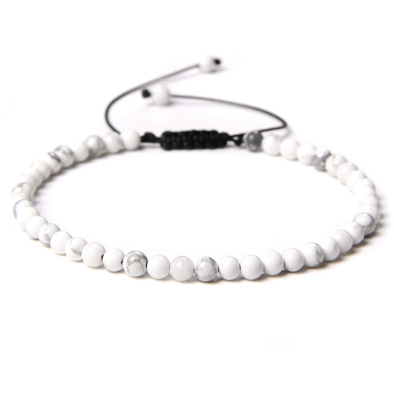 Органический текстильный регулируемый натуральный минерал, бисер bracelet для йоги ручной работы, украшение, аксессуар, (跨境贸易), 4 мм, с камнем