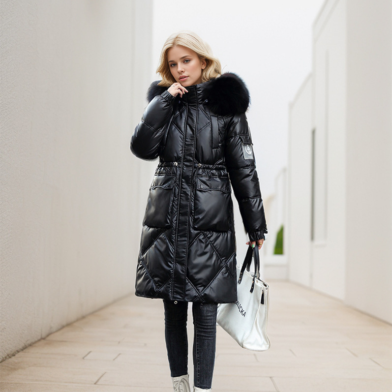 Women's Clothing bright wash free Warm jacket cotton jacket for women, medium and long, 2024 winter new cotton jacket, stylish and thickened for outdoor wear_voghion.com