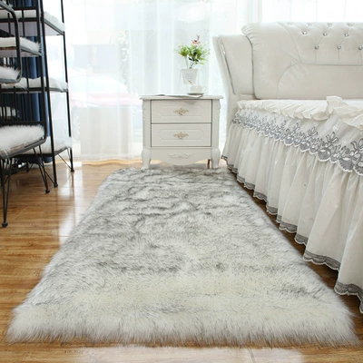 Cushion Non-Slip Floor Mat, Car Carpet - white-base-and-black-tip-70x120cm