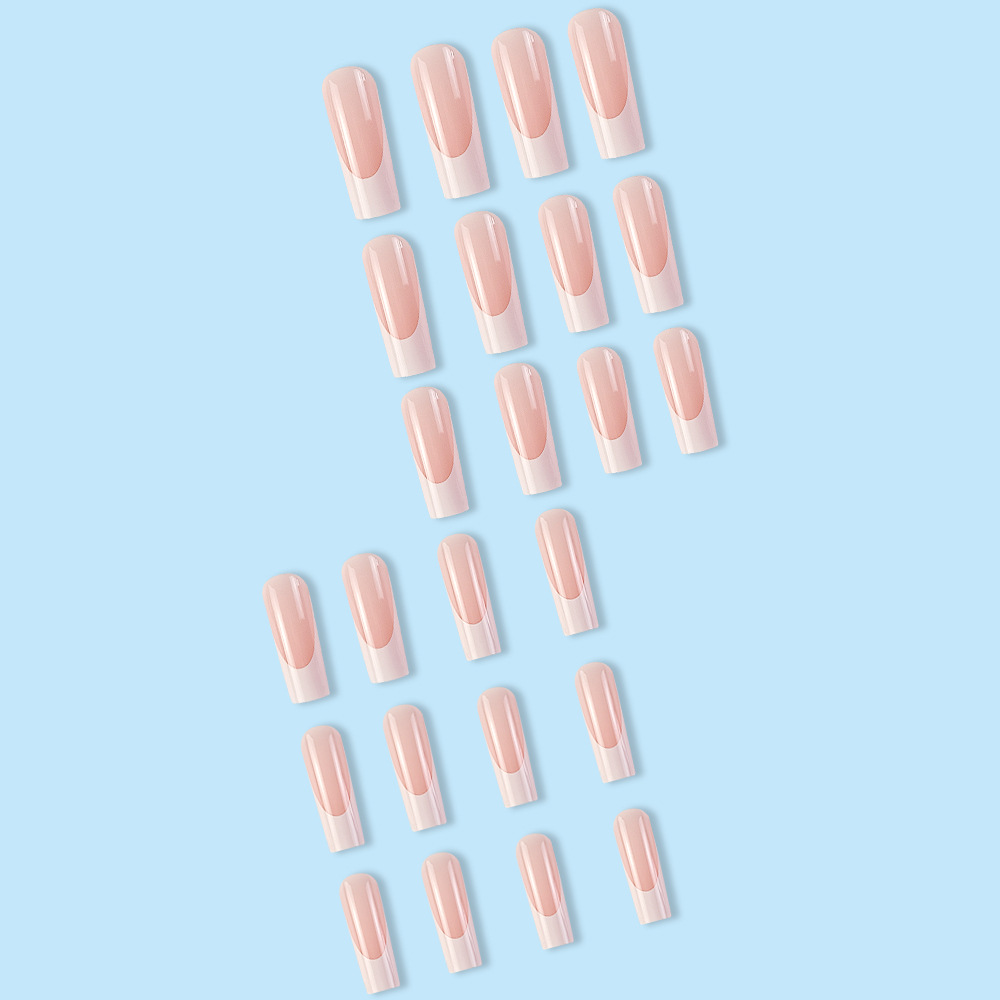 Comercio exterior de estilo francés tubería de uñas piezas de uñas de color blanco polvo temperamento elegante 24 piezas de moda blanquear el uso de uñas image 4