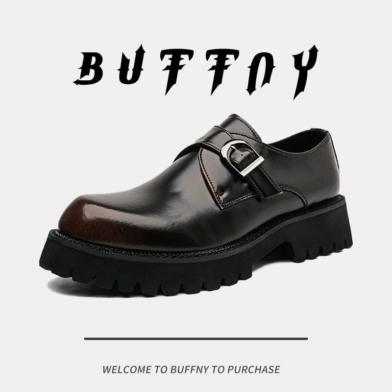 Новая английская круглая голова, низкая модная одежда, деловая толстая подошва, высокая яркая поверхность