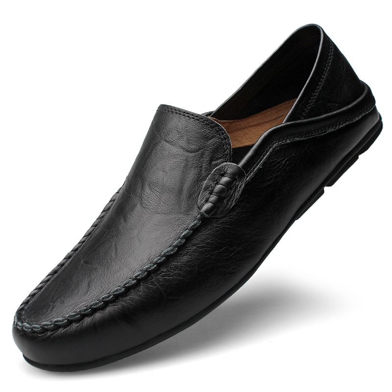 Atmungsaktive, flache, lässige Business-Schuhe für Herren, Loafer, Leder-Fahrschuhe_voghion.com