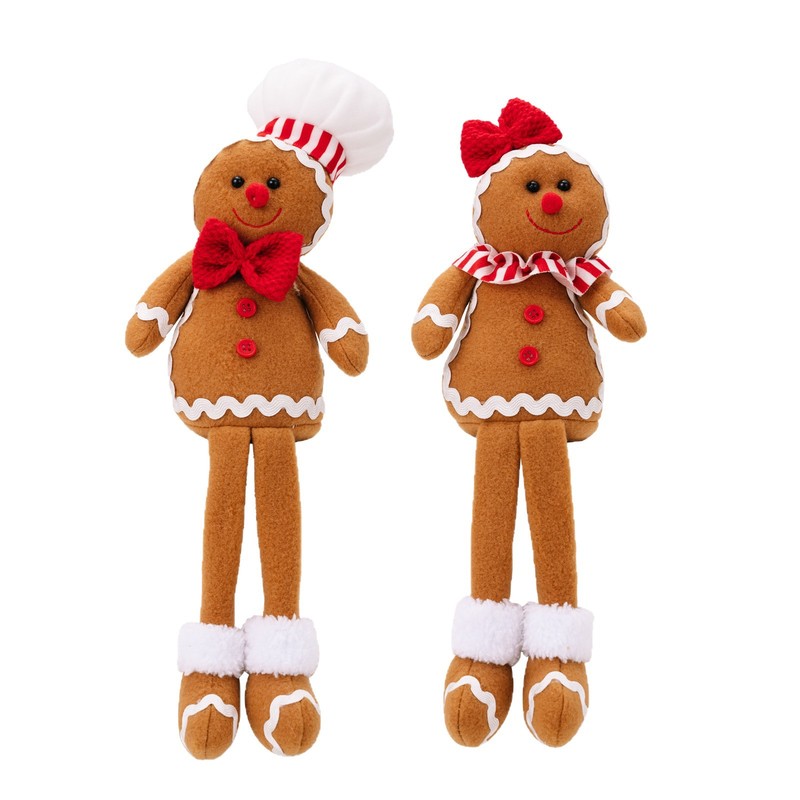 2種類のアマゾンの新しいクリスマスの姜パイ人は足の公仔のクリスマスのビスケット人を掛けてショーウインドーの雰囲気を飾っています。|undefined