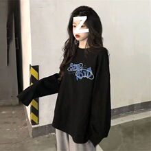 日系感长袖t恤女学生韩版宽松原宿美式秋季长袖棉上衣