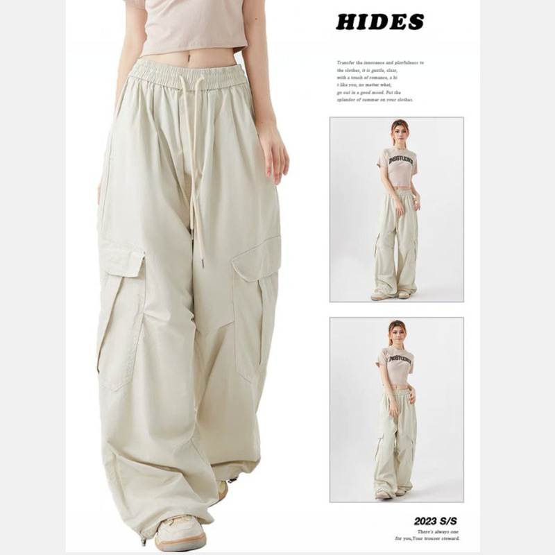 Hot Girl American Retro Workwear Pants for Women, Loose High-Waisted Versatile Casual Straight-Leg Pants, New Summer Wide-Leg Pants