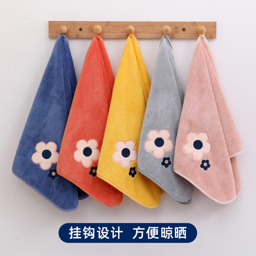 Coral velvet towel manufacturer, water-absorbent, hanger, face washing, shower, home use, adult, wedding embroidery, dry hair towel, wholesale
