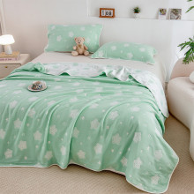 跨境全棉六层纱布毛巾被毛巾毯简约纯色盖毯休闲毯外贸亚马逊TEMU