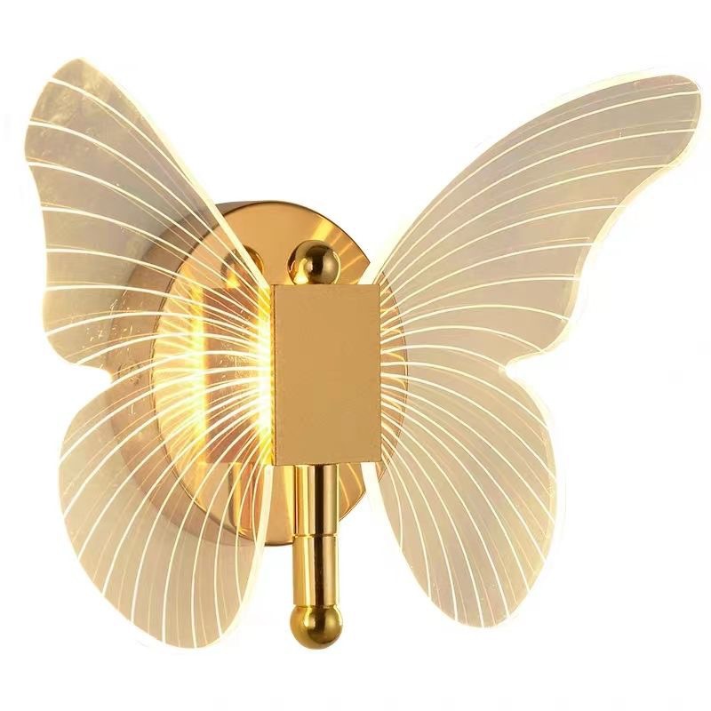 Luz de pared de mariposa transfronteriza sala de estar de fondo pared pasillo lámpara de pasillo led moderno simple lujoso dormitorio cabecera lámpara de pared
