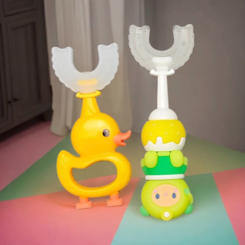 & ベビーソフト毛乳歯ブラシ 0-3 シリコーンマニュアルかわいい子供用歯ブラシ幼児 1-3 歳 U 字型歯ブラシ|undefined