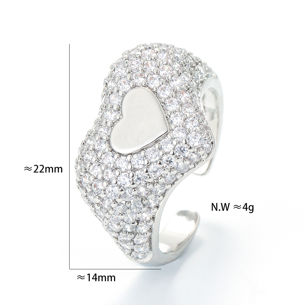 Korean Style Fully Jeweled Loving Heart Ring Women's Simple Fresh In Style Heart-shaped Zircon Ring Personalized Index Finger Ring Wholesale display picture 5