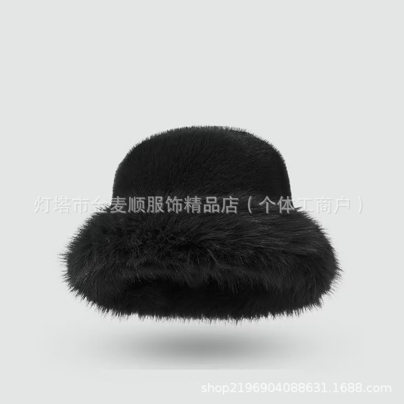 Nuevo sombrero de pescador de piel de imitación de alta calidad, terciopelo de otoño e invierno, protección para los oídos cálida, cara, pequeño sombrero de piel de zorro de color sólido