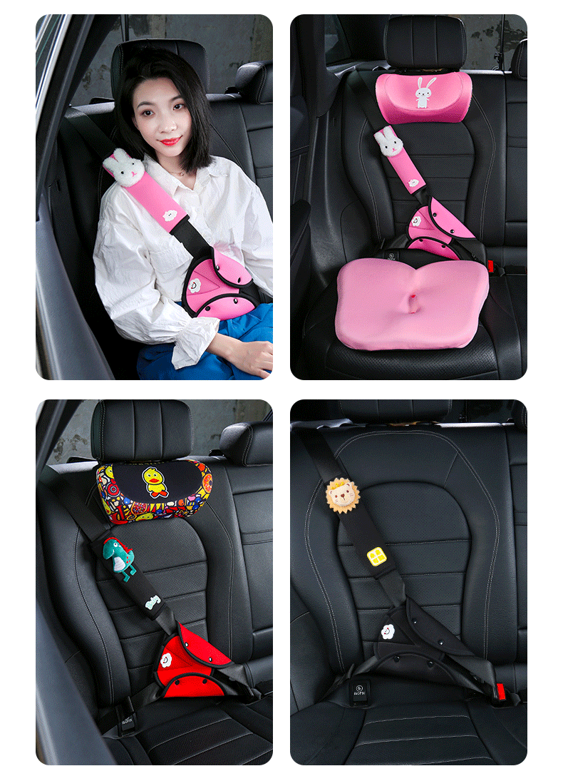 Children's Car Seat Belt Adjuster and Shoulder Pad Set, Breathable and Adjustable, Cross-Border Export