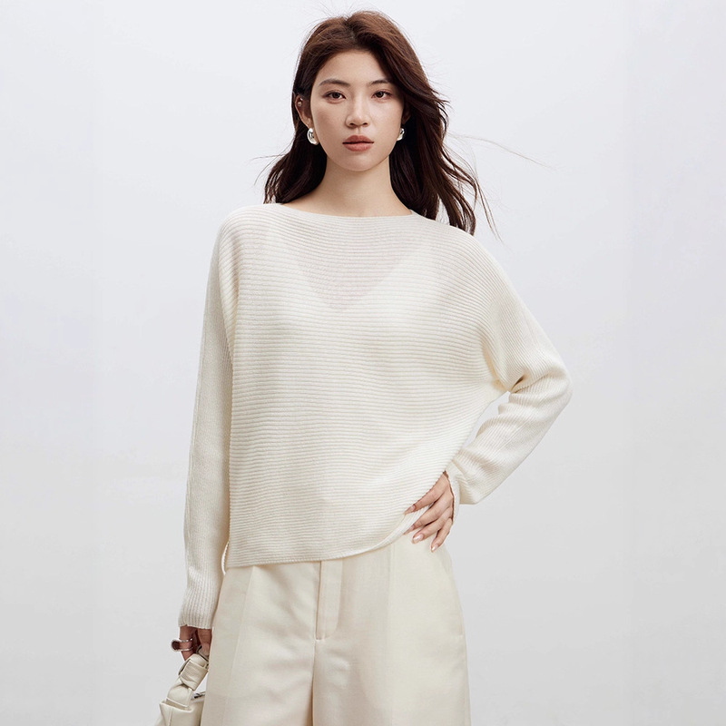 Fashionable Ripple-Pattern Wool Knit Cardigan with Slightly Sheer Long Sleeves, 2026 New Women's Loose Sweater Early Spring Coat