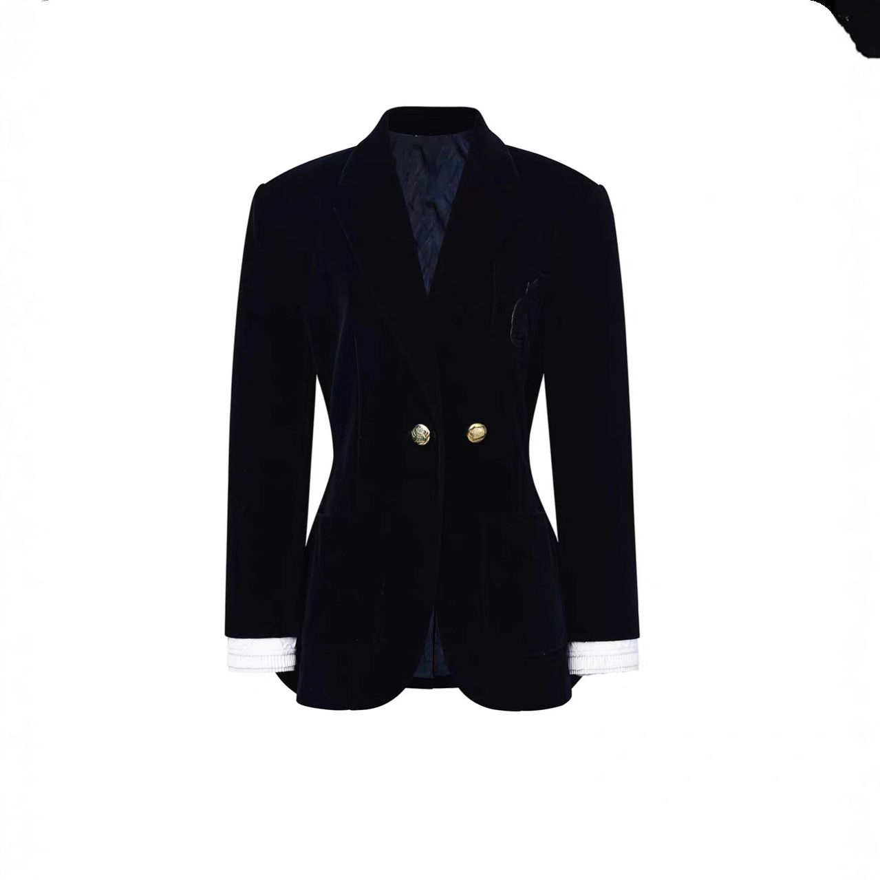 Lajia's 2026 Model In Navy Blue, Old Money Style, Silhouette-enhancing, Waist-cinching, Slimming Velvet Blazer With A_ecoleips.com