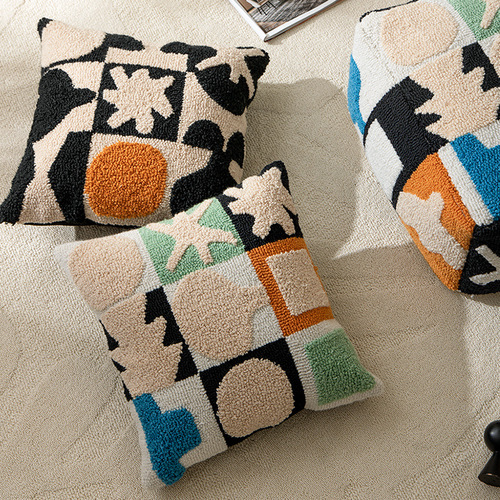 Simple living room sofa pillow case, high-definition dense loop velvet, light luxury office conference room cushion, home bedside pillow