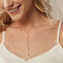 亚马逊跨境仿珍珠流苏Y形链串珠细链套索项链 气质优雅百搭项饰品