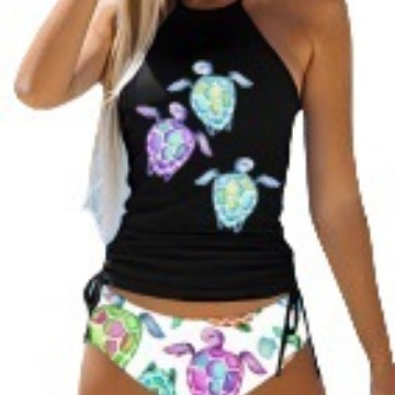 Elin Bikini, Conservative Print European and American Women's Separate Multicolored and Diverse Swimsuits, Biki