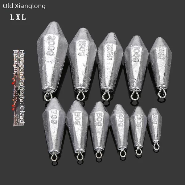 New hexagonal prismatic lead pendant hanging ring sword lead pendant with scale fishing fishing pendant freshwater sea fishing