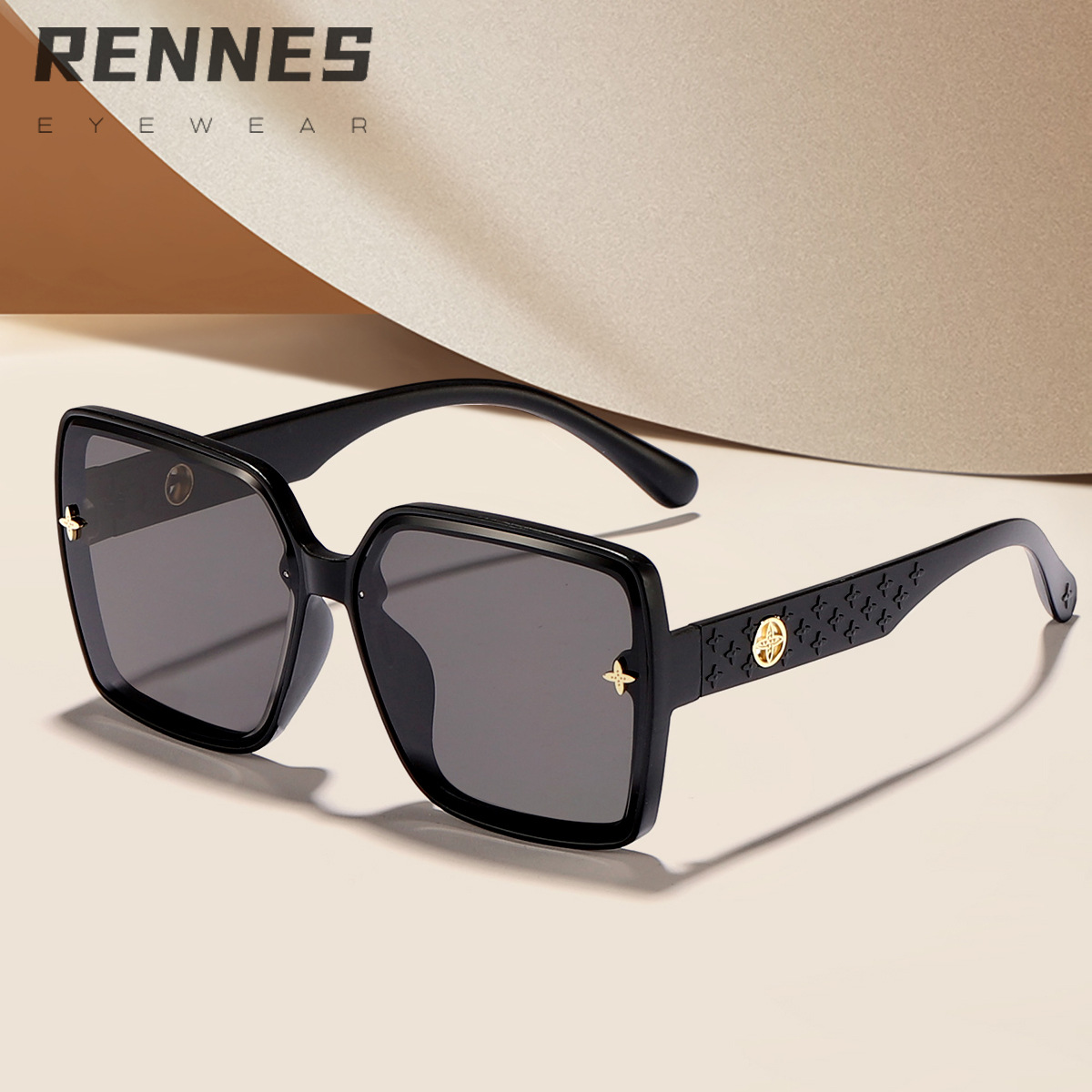 Nuevas gafas de sol de color degradado para mujer, marco generoso, patrón de pierna ancha, gafas de sol de alta gama simples, Douyin mismo estilo