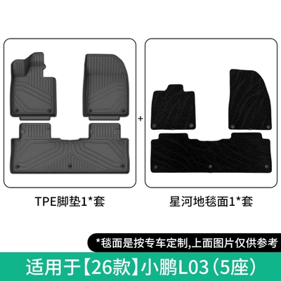 Suitable for 26 models of Modelə uyğun ayaqaltı - 26-models-of-xpeng-l03-double-layer-galaxy-carpet-floor-mats-jdw26000142