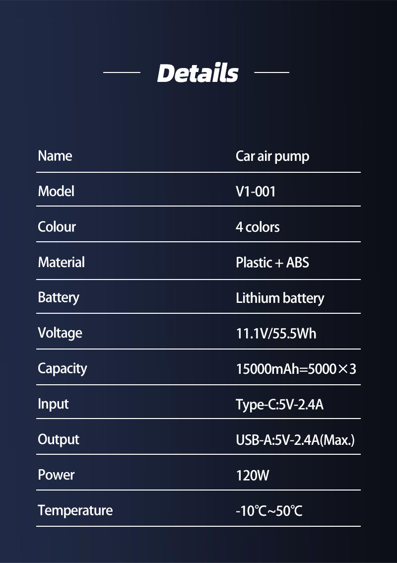 25-Cylinder Vehicle-Mounted Wireless Portable Multi-Function Digital Display Air Pump for Cars and Electric Vehicles, Multi-Tire Electric Inflator