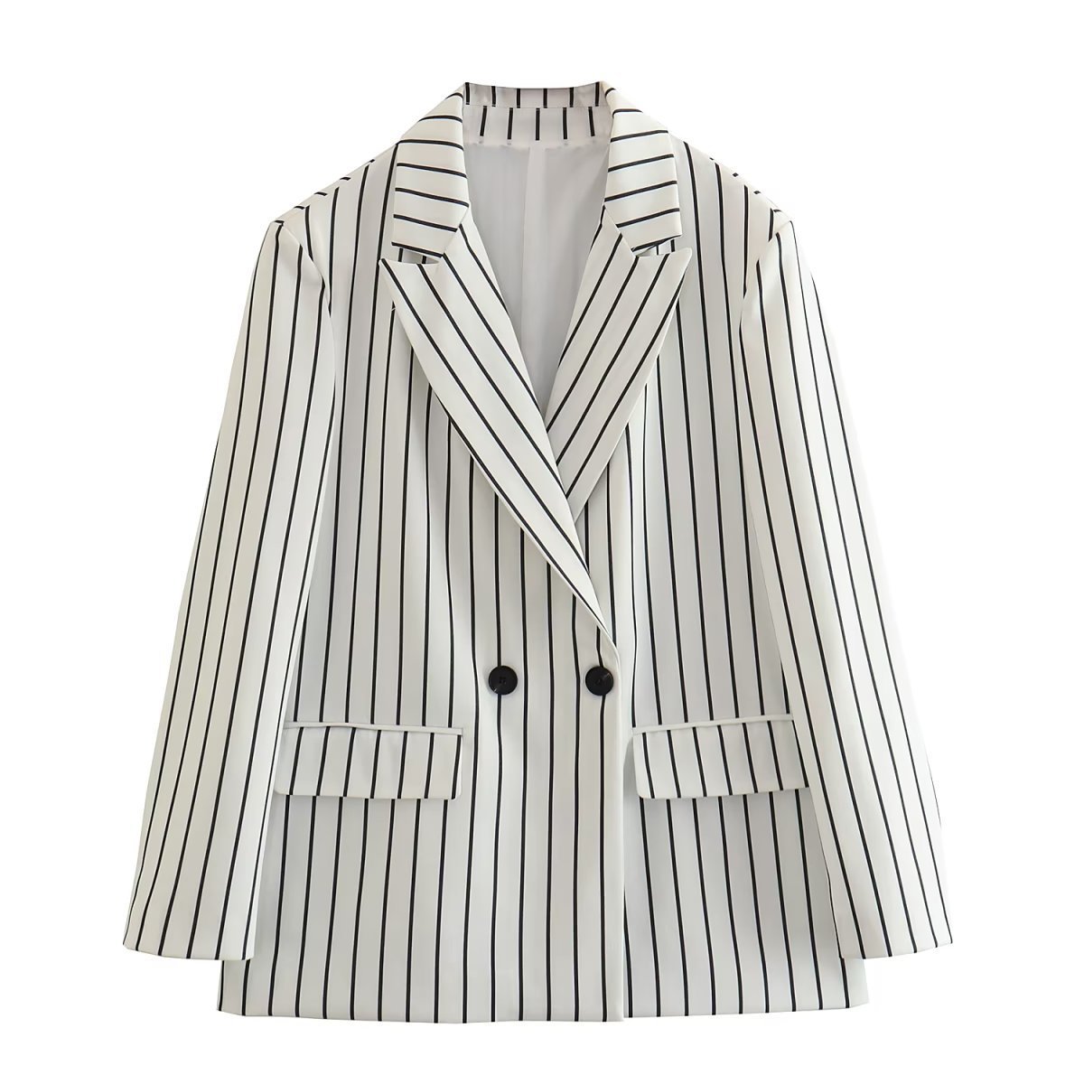 GraceChic, set di pantaloni larghi a gamba larga con tasche doppiopetto a righe da donna, primavera europea e americana_voghion.com