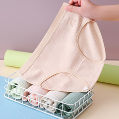 跨境內褲女透氣雙層內襠日系少女學生甜美可愛純色薄款中腰三角褲