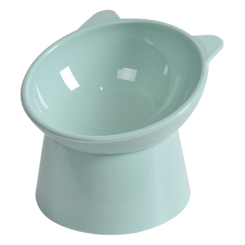 Cat Bowl boca oblicua de pie alto 15 ° protección del cuello gato tazón de arroz tazón de comida para perros antidetonantes tazón de comida para gatos tazón para beber tazón de doble oreja