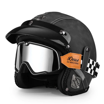 Vehicle Safety Helmet, Motosiklet dəbilqələri - m-old-gray-black-and-white-checkered-large-frame-goggles-you-can-leave-a-message-to-change-to-a-transparent-mirror-comes-with-a-hat-brim-face-towel