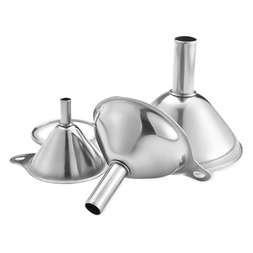 201 de acero inoxidable mini embudo de tres piezas conjunto de líquido de fugas de aceite de salida de vino integrado embudo de mermelada