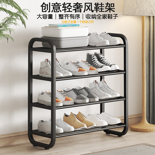 Iron shoe rack at the dormitory entrance, narrow outdoor corridor, multi-layer simple shoe holder for rent, indoor entryway
