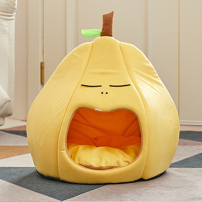 Cama de gato de invierno caliente semicerrada para dormir gatos, cama de gato de invierno, suministros generales de perros de cuatro estaciones