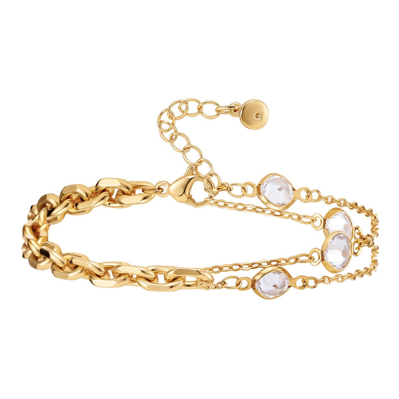 18K fashion inlaid rhinestone multilayer copper bracelet wholesale nihaojewelry