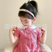 【現貨】景元家 21夏季新款 fam格紋系帶收腰連衣裙女童公主裙