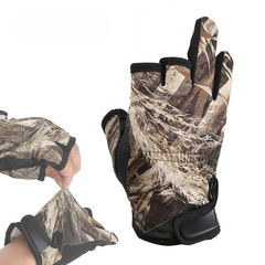 Outdoor fishing gloves, spinning rod fishing, quick-drying three-half finger slip-resistant elastic breathable wholesale cross-border