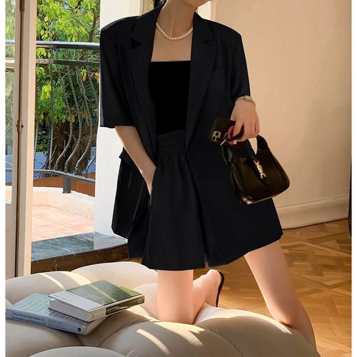 Women's Summer Thin Suit Set 2025 New Design Sensory and Stylish Slimming Casual Short Shorts Two-Piece Set