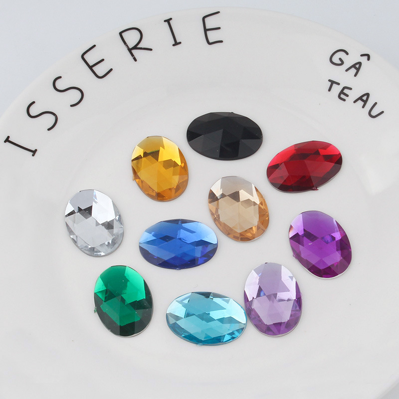 亚克力钻18*25MM椭圆平底钻无孔平底贴钻diy饰品服装辅料手工材料